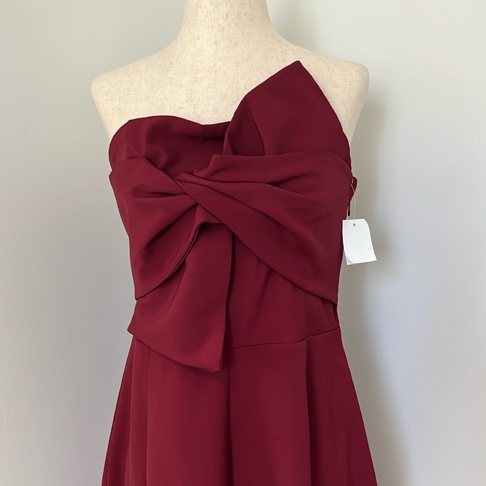 Nordstrom soieblu burgundy jumpsuit. Side zip. twist front, wide leg crop, NWT! - Picture 2 of 10